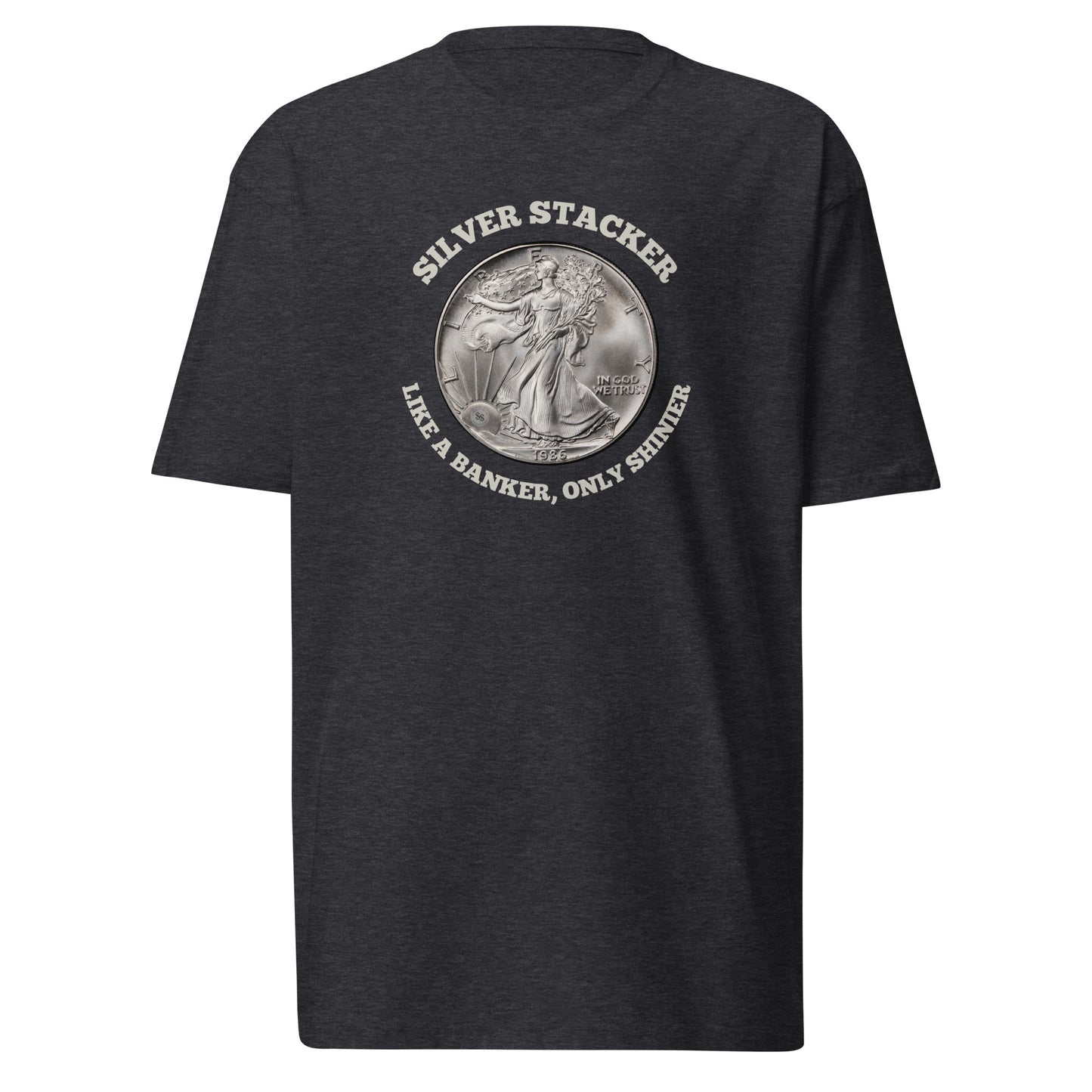 Silver Stacker: American Silver Eagle Men’s Premium T-Shirt (Front)