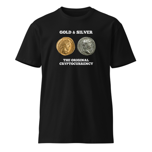 Gold & Silver: The Original Cryptocurrency Women’s Premium T-Shirt (Front)