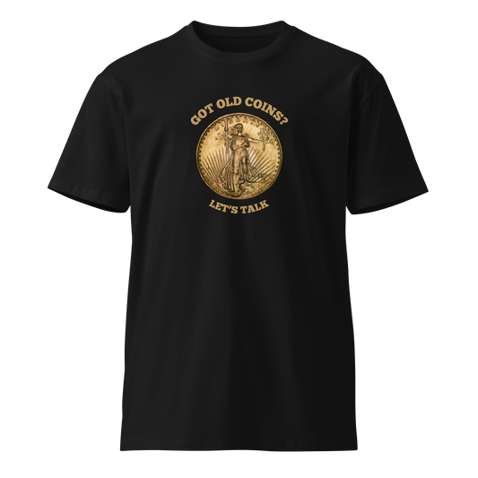 St. Gaudens Double Eagle - Got Old Coins - Women’s Premium T-Shirt (Front & Back)